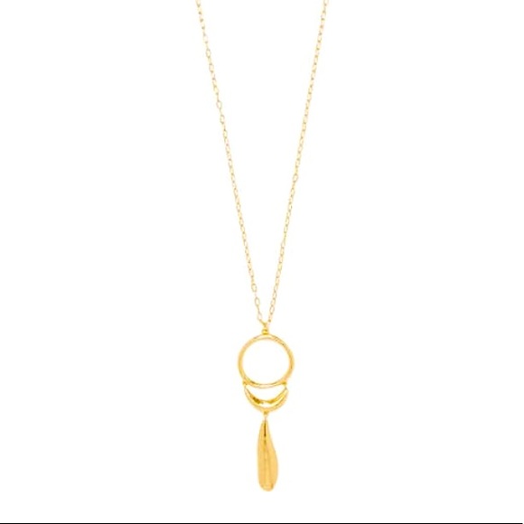 Sole Society Hammered 12k Gold-Plated Open Ring Pendant Necklace - Picture 9 of 10